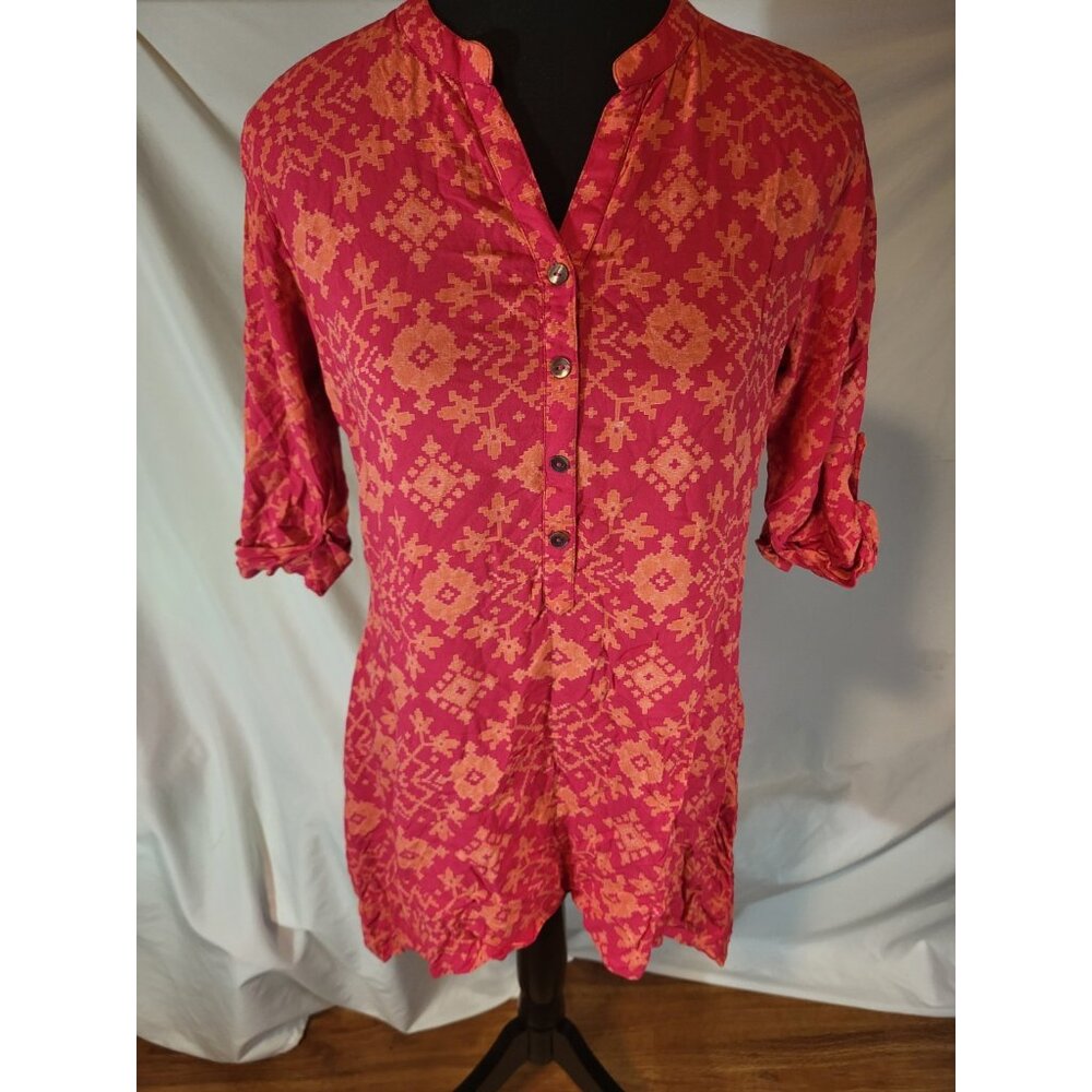Utsa Womans‎ Tunic Top Red Orange Size M Viscose